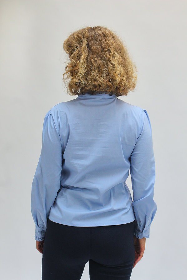 Camisa de cuello fruncido azul - Imagen 4