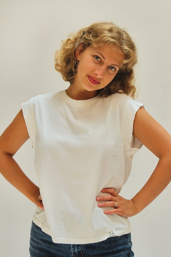 Camiseta sin mangas de algodón blanco - Imagen 2