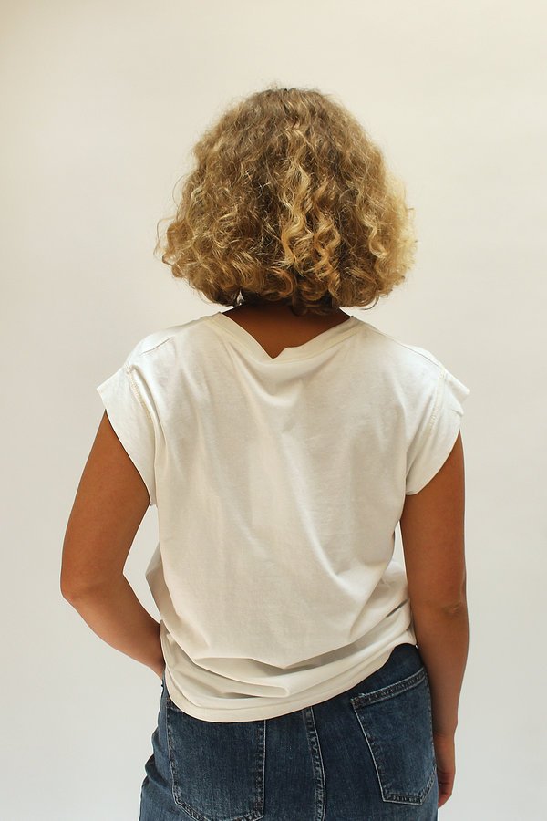 Camiseta sin mangas de algodón blanco - Imagen 4