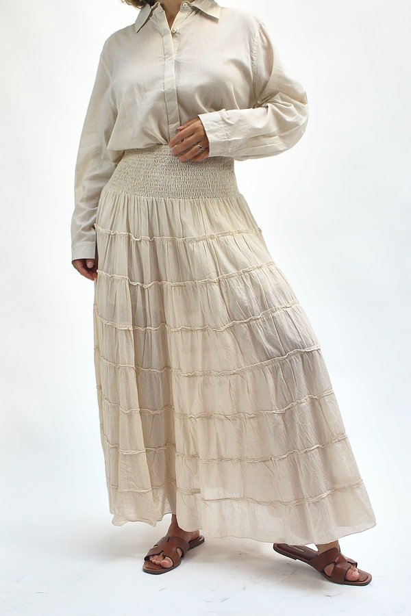 Falda larga con vuelo escalonado crudo - Imagen 2