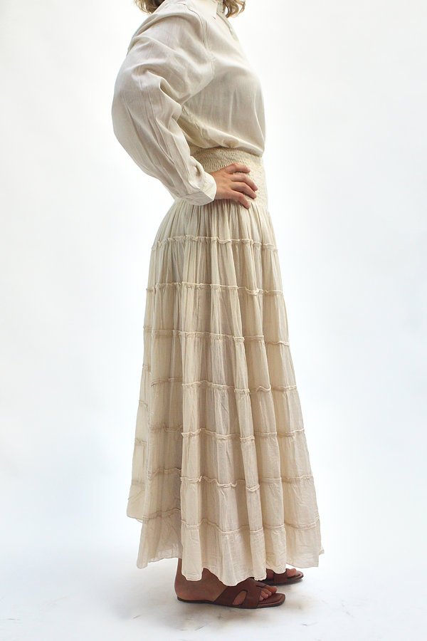 Falda larga con vuelo escalonado crudo - Imagen 3