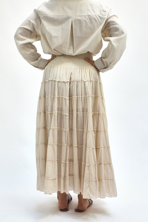 Falda larga con vuelo escalonado crudo - Imagen 4