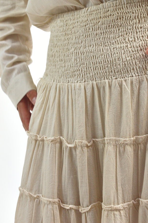 Falda larga con vuelo escalonado crudo - Imagen 5