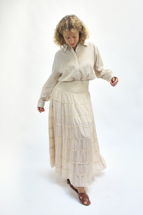 Falda larga con vuelo escalonado crudo - Imagen 6