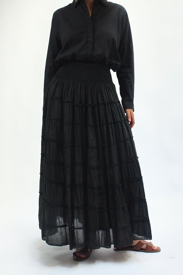 Falda larga con vuelo escalonado negro - Imagen 2