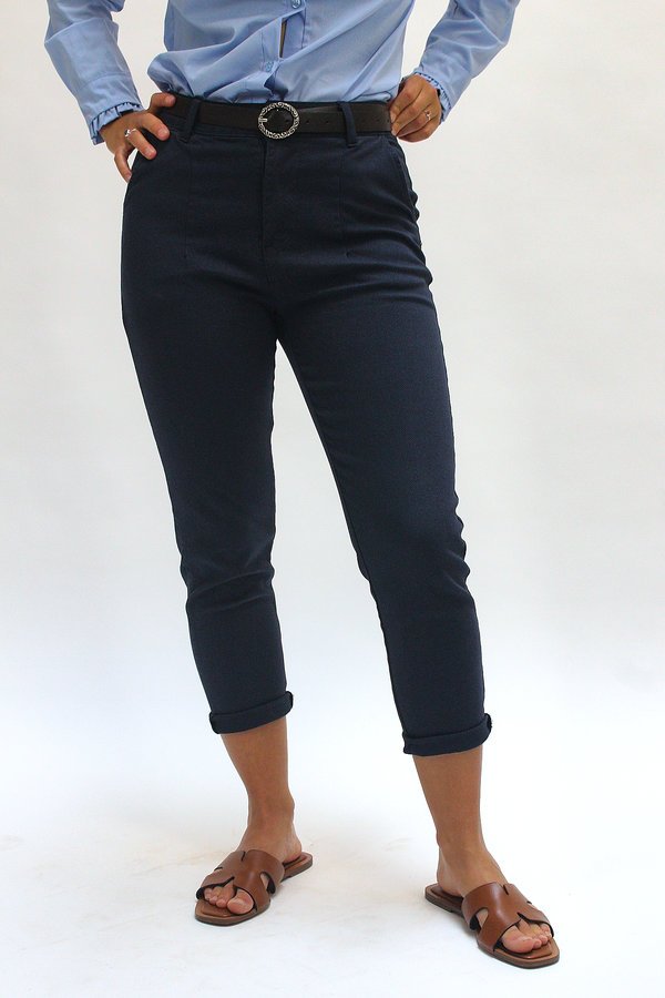 Pantalón de corte slim marino - Imagen 2