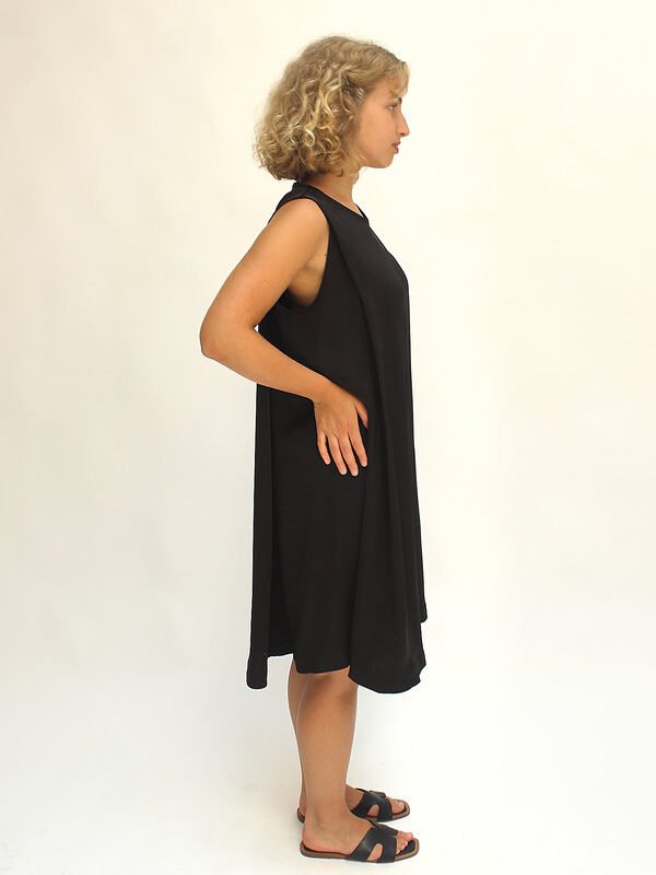 Vestido midi de raso negro - Imagen 3